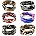 Yeshan 6 Pack Moisture Wicking Elastic Headband,Hairband,Stretch Head wrap for Running Workout Yoga and Fitness,Camouflage Design
