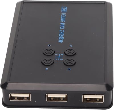 Zunate 4K KVM Switch HDMI 2.0 USB 2.0 PC Hub for Mouse Keyboard Printer