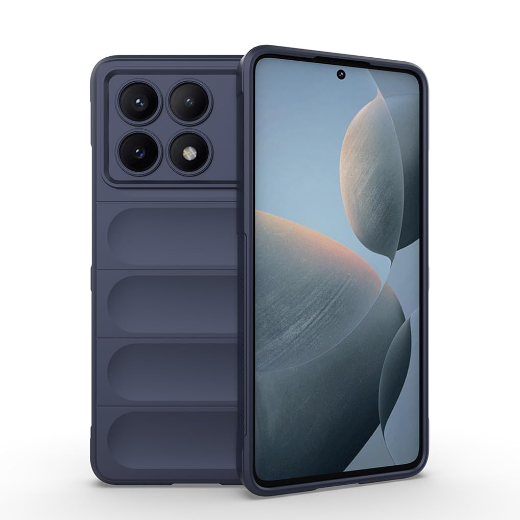 SEAHAI Case for Xiaomi POCO F6 Pro 5G, Sturdy Shockproof Case Soft Silicone Airbag Design Rubber Cover Heavy Duty Protection Ultra Thin Cover - Dark blue