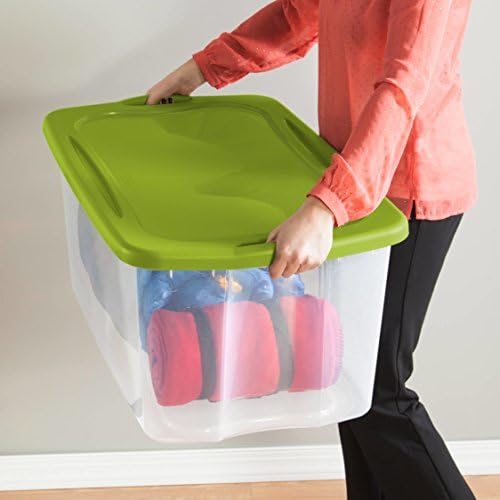 See-Through Base 120 Quart Green Storage Container Boxes, Case of 4