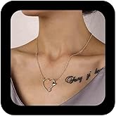 Erimberate Bohemian Love Heart Pendant Necklace Hollow Heart Necklace Chain Gold Key Necklace Choker Vintage Outline Heart Choker Necklace Jewelry for Women