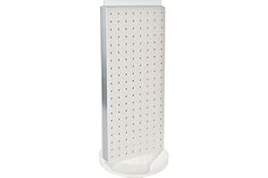 AZAR DISPLAYS Azar 700508-WHT 8-Inch W by 20-Inch H Revolving White Pegboard Counter Unit, White