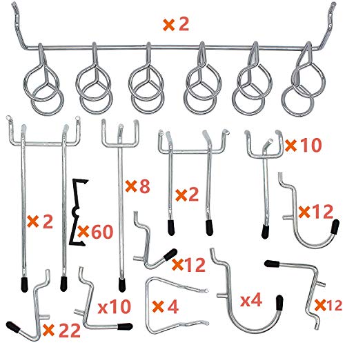 Pegboard Hooks Assortment 100PCS Hooks Organization Accessories Storage Tools Set With 60 PCS Peg Locks - Thumbnail 4