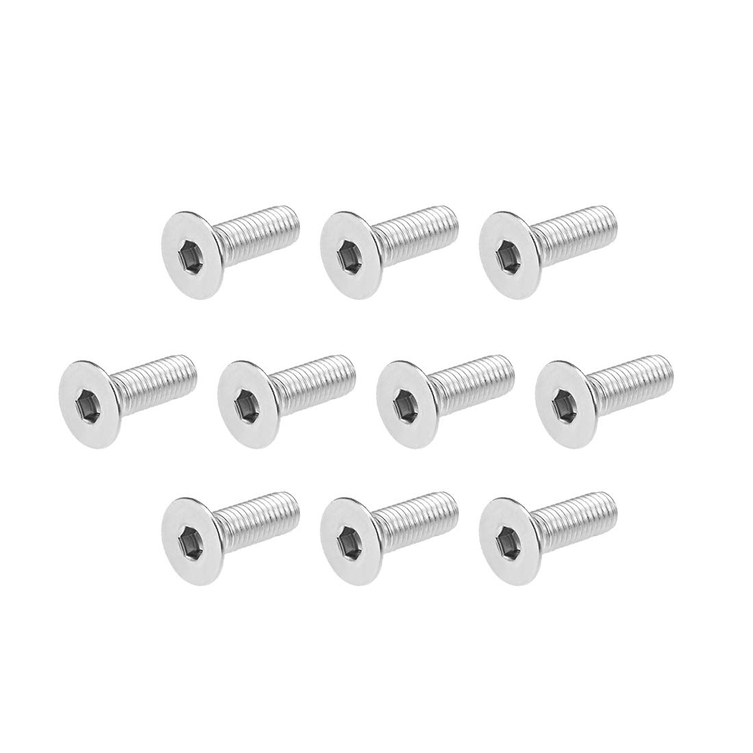 sourcing map M8x20mm Flat Head Machine Screws Inner Hex Screw 304 Stainless Steel Fasteners Bolts 10Pcs