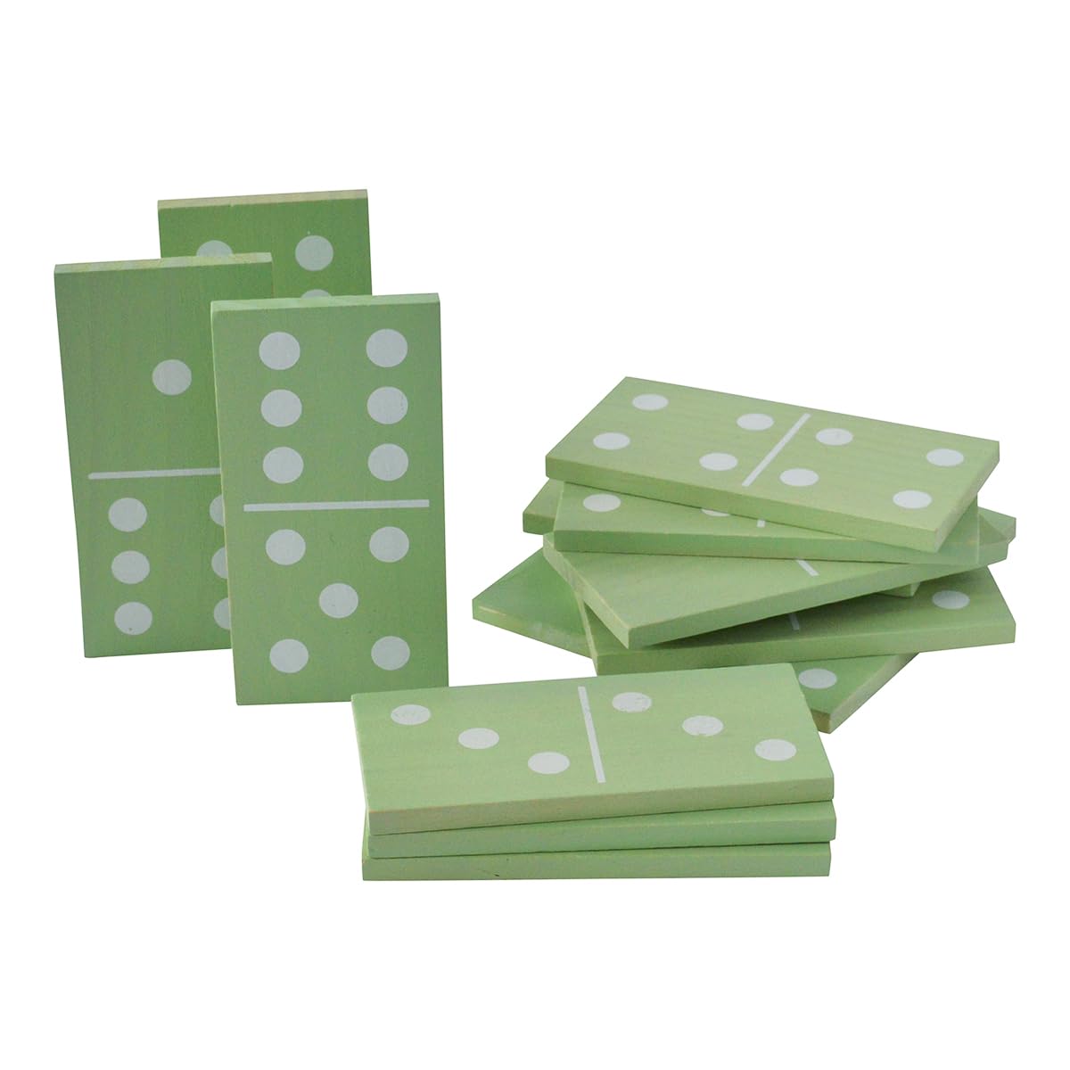 Traditional Garden Games Oversized Wooden Garden Dominoes Set – 28 Giant Mint Green Tiles for Indoor & Outdoor Play – Classic Family Game for Kids & Adults – Includes Storage Box