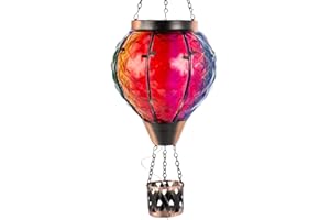 YELENEW Hot Air Balloon Solar Lantern with Flame Light Solar Lanterns Outdoor Hanging Solar Lanterns Outdoor Waterproof LED for Garden Patio Decor Mother’s Day Gift