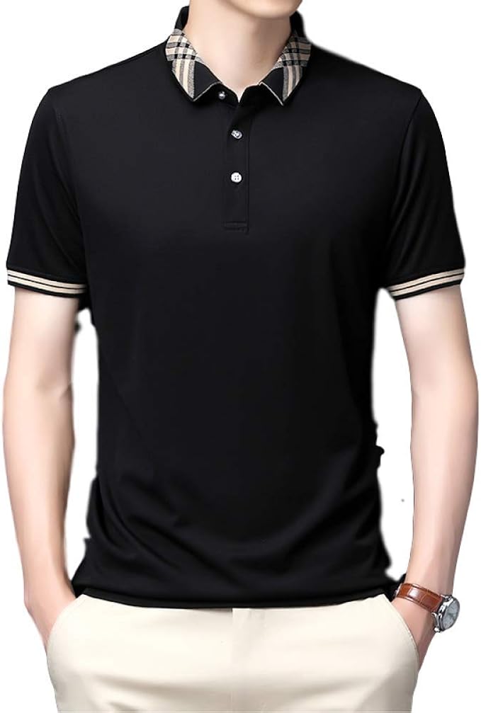 Men's Shirt Solid Color Fashion Lapel Short-Sleeved T-Shirt Summer Polo