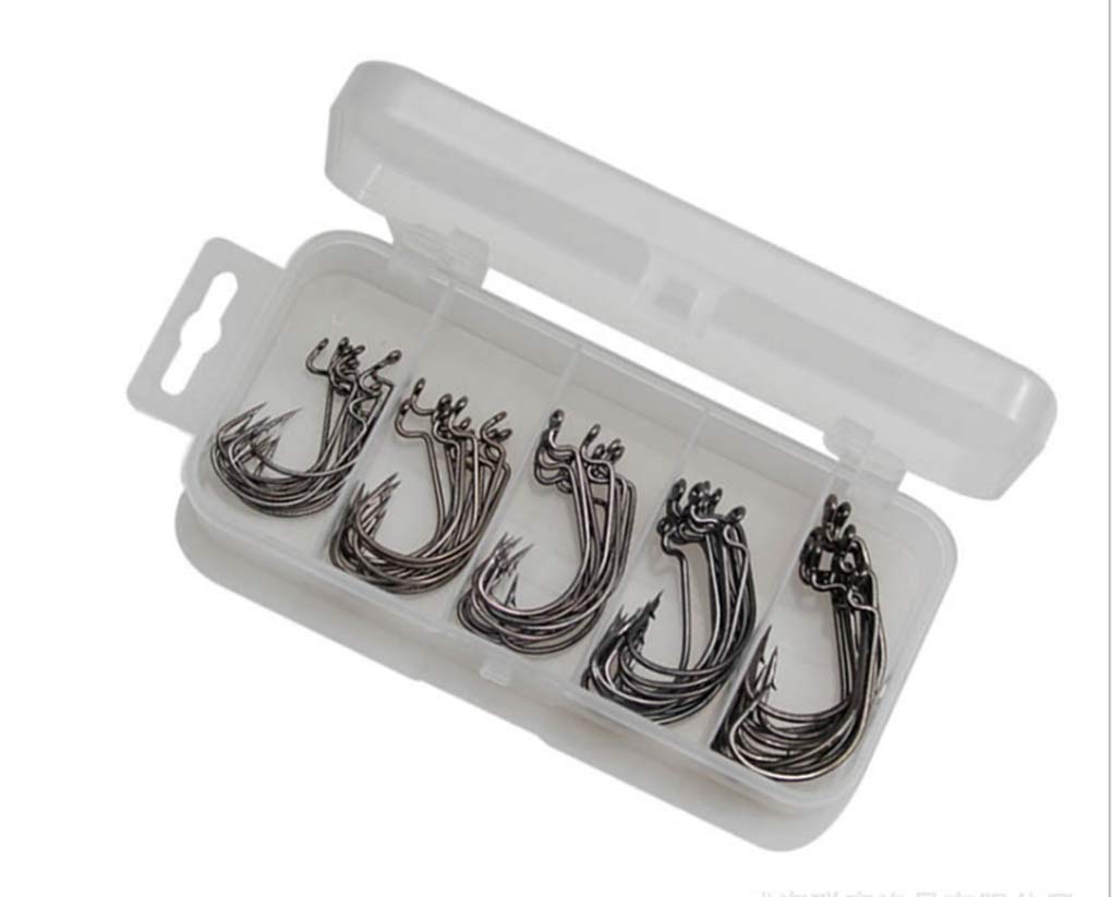 Toasis Wide Gap Offset Soft Lure Worm Hooks Assorted Sizes Pack of 50pcs