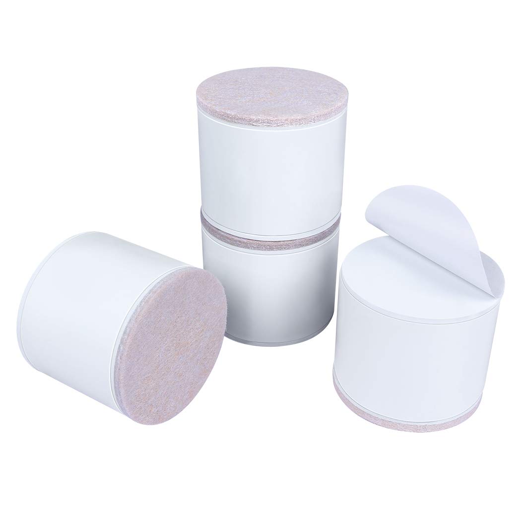 Ezprotekt 2" Lift Furniture Risers Carbon Steel Bed Risers,2.4" Self-Adhesive Heavy Duty Furniture Raisers Adds 2" Height to Beds Sofas Cabinets Supports 20,000 lbs, Round White