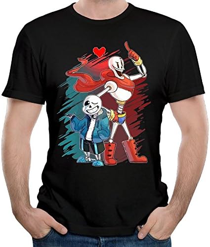 Men's Undertale San and Papyrus Comfortable Short Sleeve T Shirt Adult Round Neck Fashion Tees