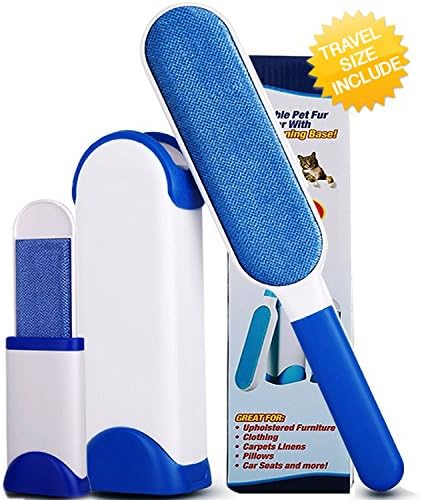 Pet Hair Remover for Furniture, Fur and lint removal tool Rabbit fur remover Pet hair cleaner Double-Side Lint Remover for Clothing Dog hair Removal Pet fur Remover with Self-Cleaning Base Efficient