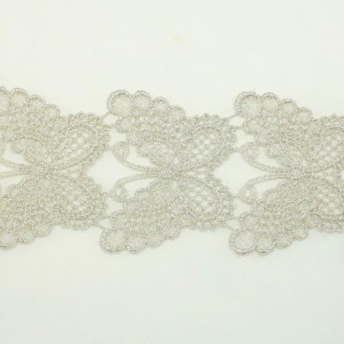 Silver Metallic Lace trim by the yard - Bridal wedding Lace Trim embroidery trim wedding fabric Millinery accent motif scrapbooking crafts lace for baby headband hair accessories dress bridal accessories by Annielov trim #125