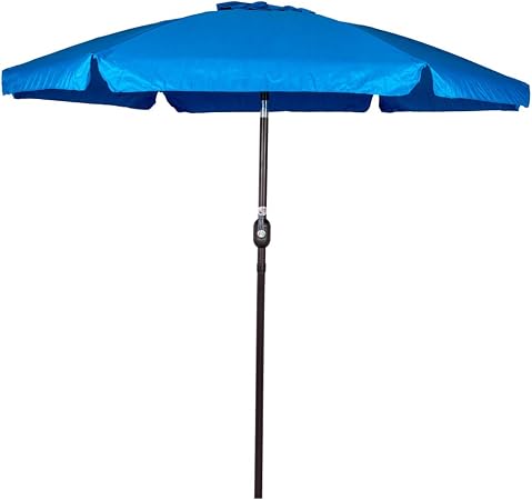 Amazon Com Sundale Outdoor 7 5 Feet Aluminum Beach Drape Umbrella Table Market Umbrella With Crank And Push Button Tilt For Patio Garden Deck Backyard Pool 6 Fiberglass Ribs 100 Polyester Canopy Blue