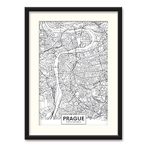 Black Paper Framed Canvas Wall Art for Living Room, Bedroom Black and White City Map Canvas Prints for Home Decoration Ready to Hanging - 23x31 inches