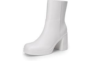 DREAM PAIRS Women's Platform Gogo Ankle Boots Chunky High Heels Square Toe Comfort Party Dress Side Zipper Booties Shoes for 