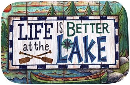 Ailovyo Life is Better at Lake Flannel Non-Slip Entry Way Floor Mat Outdoor Indoor Decor Rug Doormats, 23.7-Inch x 15.7-Inch
