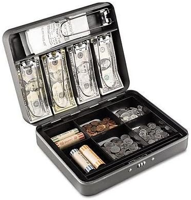 Steelmaster Cash Box with Combination Lock, 12 In, Charcoal