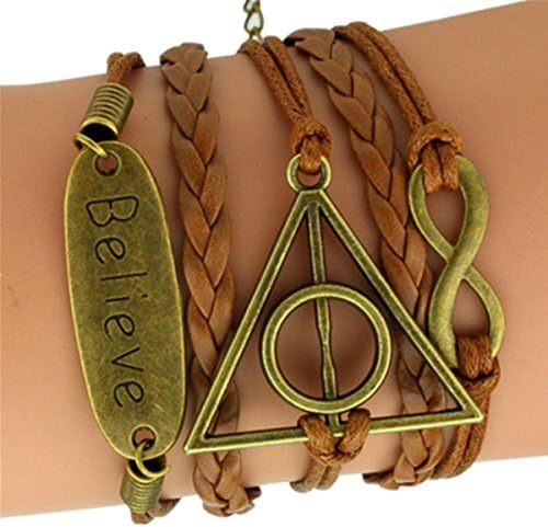 HUSUP&amp;reg: Fashionable Triangle and Infinity BELIEVE Pendant Multi-layer Bracelet