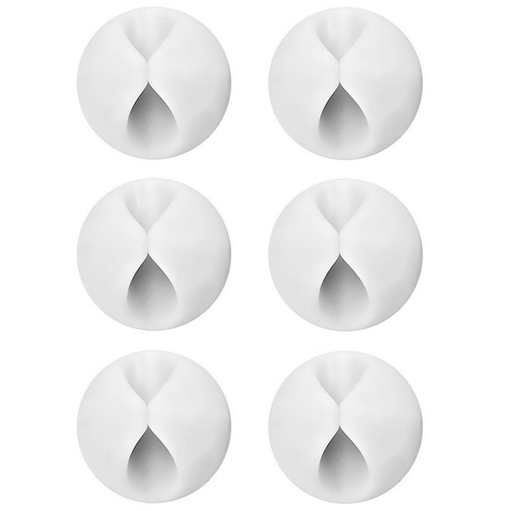 U-Horizon 6 Cable Clips for X-Cable, Multi-Purpose Clips for Desk, Power Cable, USB Cable, Headphone Cable, TV Cable, PC/Laptop Cable, Home Office - White