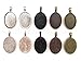 50 CleverDelights Oval Pendant Trays - Mix Pack - 18 x 25 mm - Antique Silver, Shiny Silver, Dark Black, Antique Copper, Antique Bronze - Pendant Blanks Cameo Bezel Cabochon Settings - 11/16