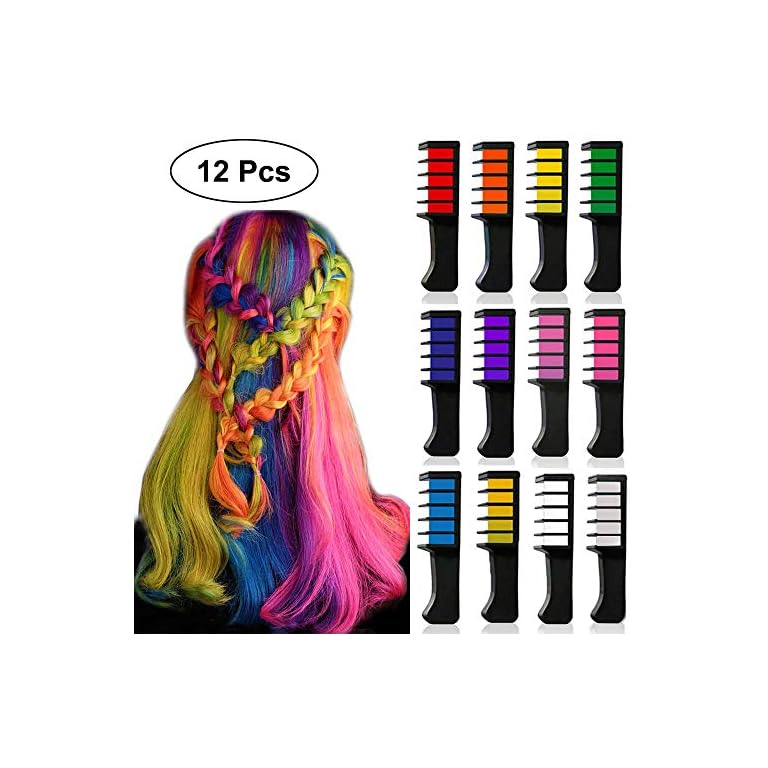 Kalolary 12 Colors Temporary Hair Color Chalk Comb for Kids Girls