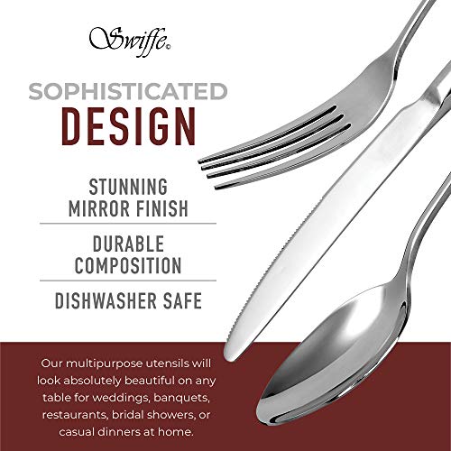 20 Piece 18/10 Stainless Steel Silverware Set - Multipurpose Flatware Utensils for Party, Wedding, Restaurant, Home Dining, Elegant Mirror Finish - Durable, Dishwasher Safe - Service for 4 - by Swiffe - Thumbnail 3