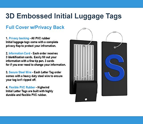 Luggage Tag Initial Bag Tag - Fully Bendable Tag w/ Stainless Steel Loop - Thumbnail 3