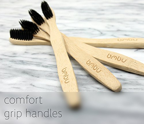 image for bmbu Bamboo Toothbrush Charcoal Bristles - Multi-Pack Made with Activa