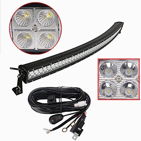LED Light Bar,BlueC Light 288w 50" Curved LED Work Light Bar Spot Flood Combo Beam Waterproof IP67 With Wiring Harness Kit