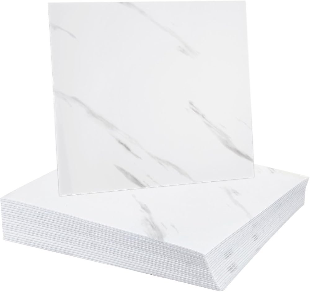 sourcing map 20pcs Peel Stick Marble Tiles 12"x12" PVC Waterproof Backsplash