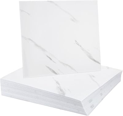sourcing map 20pcs Peel Stick Marble Tiles 12"x12" PVC Waterproof Backsplash