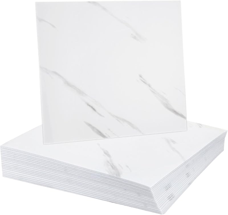 sourcing map 20pcs Peel Stick Marble Tiles 12"x12" PVC Waterproof Backsplash