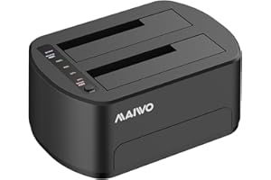 MAIWO External Hard Drive Docking Station with Offline Clone for 2.5/3.5" SATA HDD/SSD, 5Gbps with UASP, 48TB Capacity, Dual 