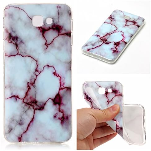Galaxy J7 Prime TPU Silicone Case, Marble Design Soft Flexible Gel Rubber Shockproof Case Cover Skin Shell for Galaxy J7 Prime Red