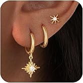 Hothrty Gold Huggie Earrings for Women,Hypoallergenic Dainty Trendy Small Cute Earring Stacks for Sensitive Ears CZ Diamond Lightweight Jewelry Set