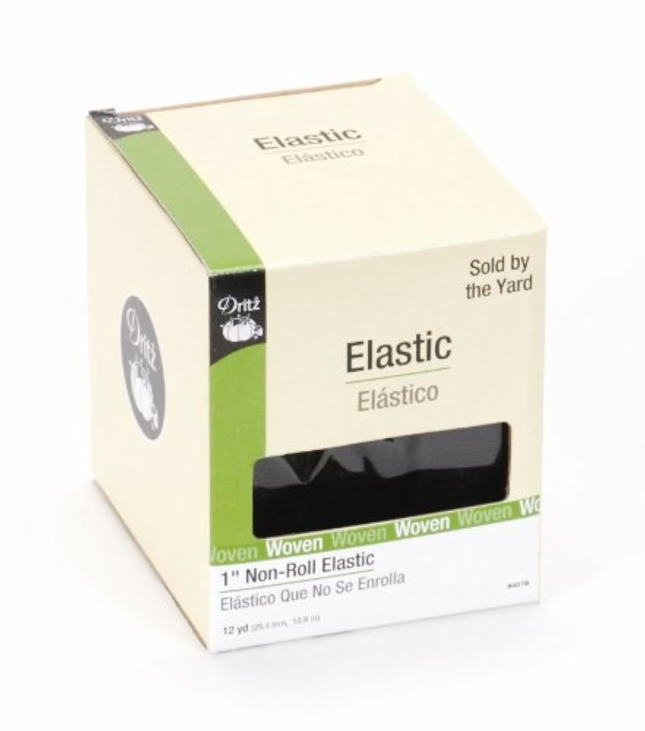 Dritz 9407B Non-Roll Woven Elastic, Black, 1-Inch by 12-Yard