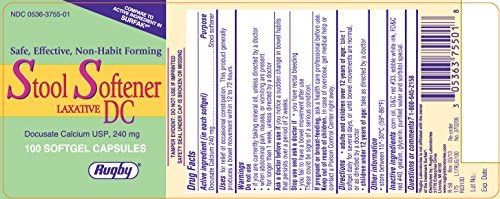 [6 PACK] RUGBY® STOOL SOFTENER LAXATIVE DC DOCUSATE CALCIUM USP, 240MG 100CT (PACK OF 6 BOTTLES) *Compare to the same active ingredients in Surfak® & SAVE!!!*