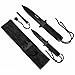 Survivor HK-1035 Fixed Blade Outdoor Knife Set, Black Double-Edge Blades, Black Cord-Wrapped Handles, 7-Inch and 10-Inch Overall