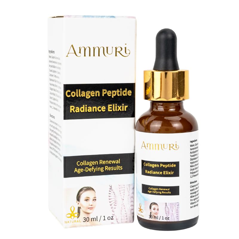 Ammuri Advanced Collagen Peptide Face Serum Experience Deep Hydration, Skin Restoration & Texture Smoothing with Vitamin C, Niacinamide, Vitamin E, and Alpha Hydroxy Acid (AHA)