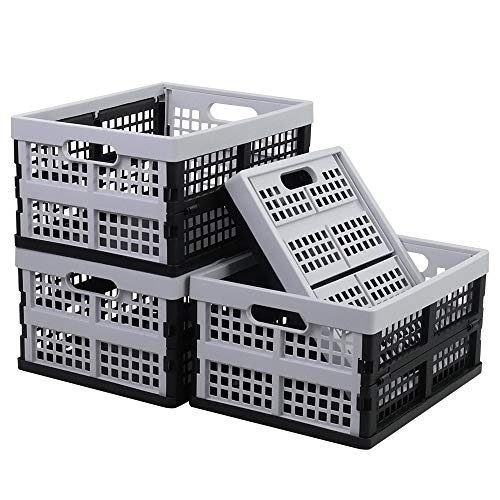 Readsky 16 Litre Foldable Storage Crates, Collapsible Plastic Crates, 4
