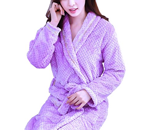 Respeedime Womens Nightgown Fall and Winter Bathrobe Long Sleeve Pajamas Robe L