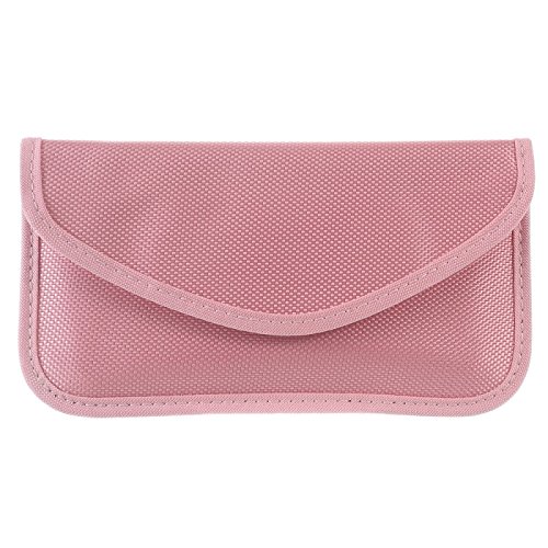 RFID Signal Blocking Bag Anti-tracking Anti-spying RF Signal Shield Blocking Jammer Pouch Case for Cell Phone Privacy Protection and Car Key FOB (Pink)
