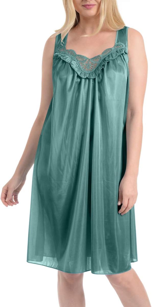 EziSatin Nightgown for Women - Soft & Breathable Knee-Length Night Gowns - Adult Womens Nightgown