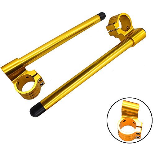 Rzmmotor 50mm 7/8" Motorcycle Aluminum CNC Riser Fork Tube Clip On Handlebar Replaceable Fit for Honda CBR1000RR 04-10 Kawasaki ZX10R 11-16 Universal Bike Cafe Racer Gold