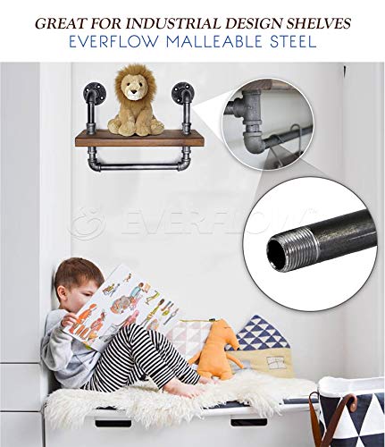 Everflow Supplies NPBL1210-4-P, Steel Nipple Pipe, Build Vintage DIY Furniture With Pre Cut Industrial Iron Pipe, Threaded Malleable Pipe  1/2" x 10" Black ( Pack Of 4) - Thumbnail 6