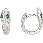 HUSION 925 Sterling Silver Snake Ear Cuffs Earrings Shimmery Diamond Huggies Earrings for Women Girls Gifts