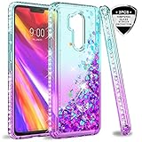 LG G7 ThinQ Case, LG G7 Case for Girls Women, LeYi Cute Shiny Glitter Moving Quicksand Clear TPU Protective Phone Case Cover for LG G7 / LG G7 ThinQ ZX Teal/Purple