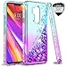 LG G7 ThinQ Case, LG G7 Case for Girls Women, LeYi Cute Shiny Glitter Moving Quicksand Clear TPU Protective Phone Case Cover for LG G7 / LG G7 ThinQ ZX Teal/Purple