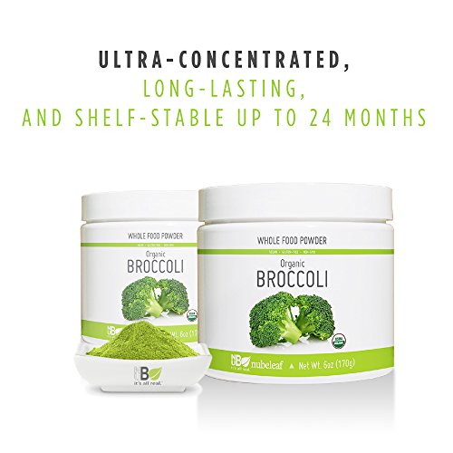Nubeleaf Broccoli Powder - Non-GMO, Gluten-Free, Raw, Organic, Vegan Source of Essential Vitamins & Minerals - Single-Ingredient Nutrient Rich Superfood for Cooking, Baking, Smoothies (6oz)