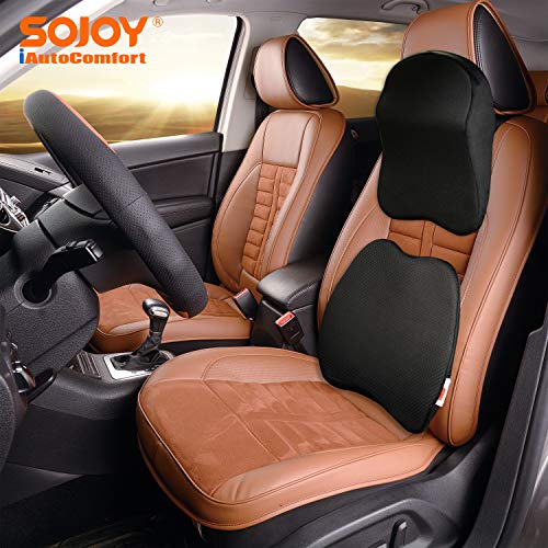 Sojoy Patented Universal Ergonomic Streamlining Car Seat/Cushion Lumbar and Neck Support (17x13x6)